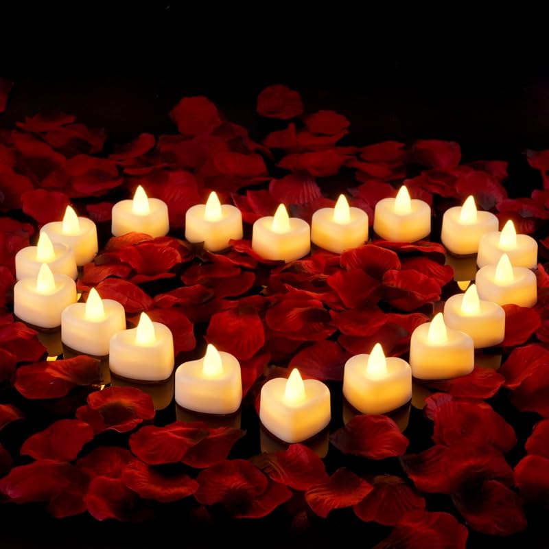 Amagic Artificial Rose Petals and Heart LED Tea Lights
